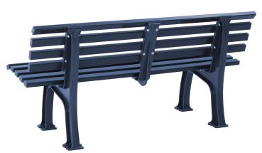 Preview: Bank 3 Sitzer aus Kunststoff, blau, 150 cm breit, stabile Gartenbank, Parkbank