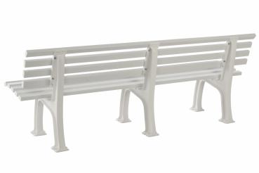 Preview: Bank 4 Sitzer aus Kunststoff, weiß, 200 cm, stabile Gartenbank Sitzbank Parkbank