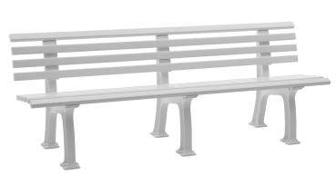 Preview: Bank 4 Sitzer aus Kunststoff, weiß, 200 cm, stabile Gartenbank Sitzbank Parkbank