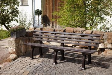 Bank 4 Sitzer aus Kunststoff, braun, 200 cm, stabile Gartenbank Sitzbank Parkbank