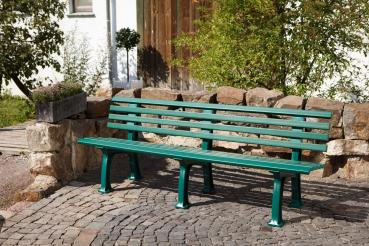 Preview: Bank 4 Sitzer aus Kunststoff, grün, 200 cm, stabile Gartenbank Sitzbank Parkbank