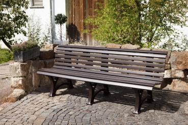 Preview: Bank 4 Sitzer aus Kunststoff, braun, 200 cm, stabile Gartenbank Sitzbank Parkbank, Blome