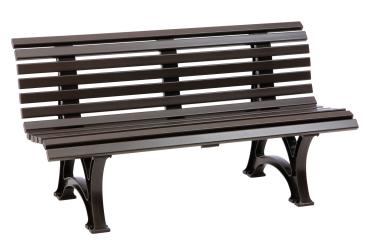 Preview: Gartenbank, Parkbank Bank 3 Sitzer stabile Kunststoffbank, braun, 150 cm Sitzbank