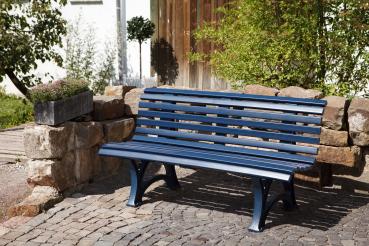 Gartenbank, Parkbank Bank 3 Sitzer stabile Kunststoffbank, blau, 150 cm Sitzbank