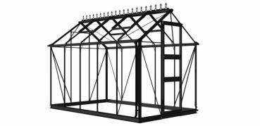 Preview: Halls Cotswold Burford 610 6,2 m² schwarz 3mm Sicherheitsglas + integrierten Fundamentrahmen