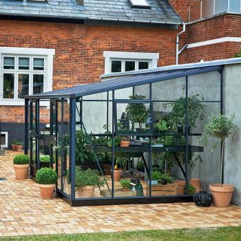 Preview: Gewächshaus Juliana Veranda 12,9 m² Anthrazit 3mm Sicherheitsglas