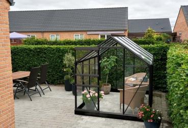 Preview: Gewächshaus Halls Popular 86 5,0m² Alu schwarz 3mm Blankglas