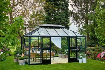 Preview: Gewächshaus Juliana Grand Oase 13m² Alu anthrazit 3 mm Sicherheitsglas