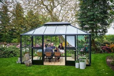 Preview: Gewächshaus Juliana Grand Oase 13m² Alu anthrazit 3 mm Sicherheitsglas