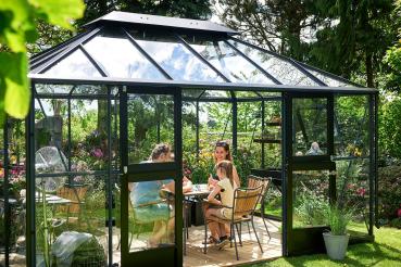 Gewächshaus Juliana Grand Oase 13m² Alu anthrazit 3 mm Sicherheitsglas