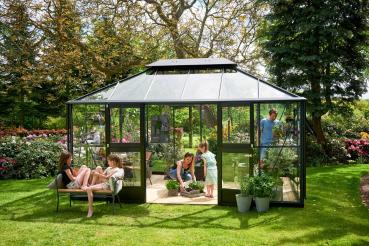 Gewächshaus Juliana Grand Oase 13m² Alu anthrazit 3 mm Sicherheitsglas