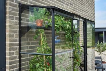 Preview: Halls Anlehngewächshaus Qube Lean-to 26 1,2 m² schwarz 3 mm Sicherheitsglas