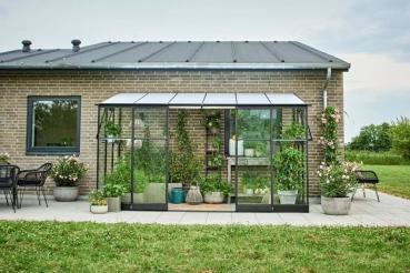 Halls Anlehngewächshaus Qube Lean-to 612 7,1 m² schwarz 3 mm Sicherheitsglas