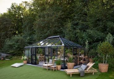Gewächshaus Juliana Grand Oase 25,6m² Alu anthrazit 3 mm Sicherheitsglas