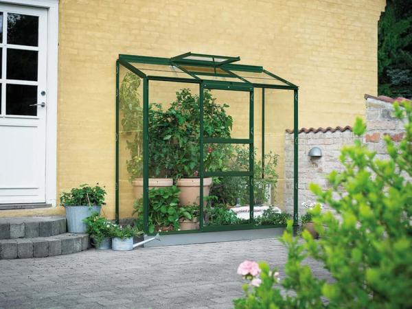 Anlehngewächshaus/Wandgewächshaus Halls Altan 3 1,33m² Alu/Grün 3 mm Blankglas
