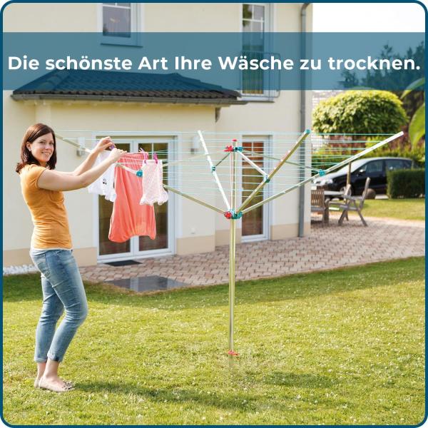 Blome Wäschespinne Alustar 50 inklusive Bodenhülse mit Deckel