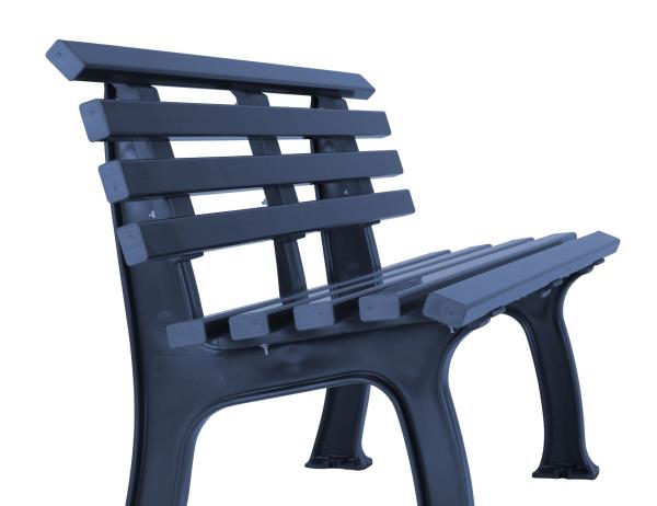 Bank 3 Sitzer aus Kunststoff, blau, 150 cm breit, stabile Gartenbank, Parkbank