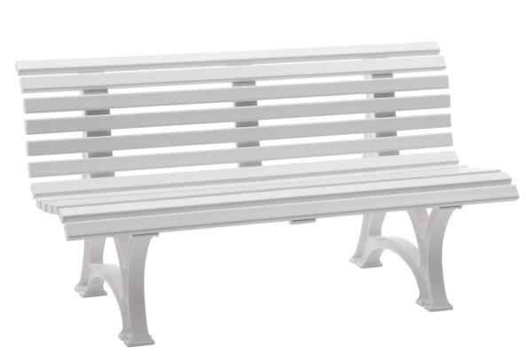 Gartenbank, Parkbank Bank 3 Sitzer stabile Kunststoffbank, weiß, 150 cm Sitzbank