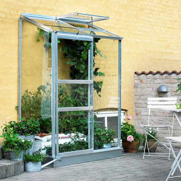 Anlehngewächshaus/Wandgewächshaus Halls Altan 2 0,91m² Alu 3mm Blankglas