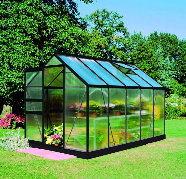 Gewächshaus Halls Popular 106 6,2m² Alu schwarz 4mm Doppelstegplatten