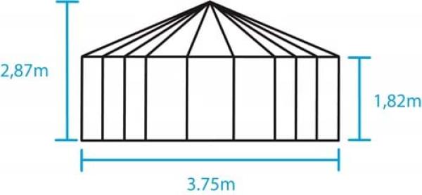 Gewächshaus Halls Atrium 9m² Alu/Schwarz, Seitenteile 3mm Sicherheitsglas, Dach 6mm Polycarbonat(SDPL)