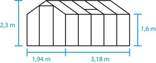 Halls Cotswold Burford 610 6,2 m² schwarz 3mm Sicherheitsglas + integrierten Fundamentrahmen