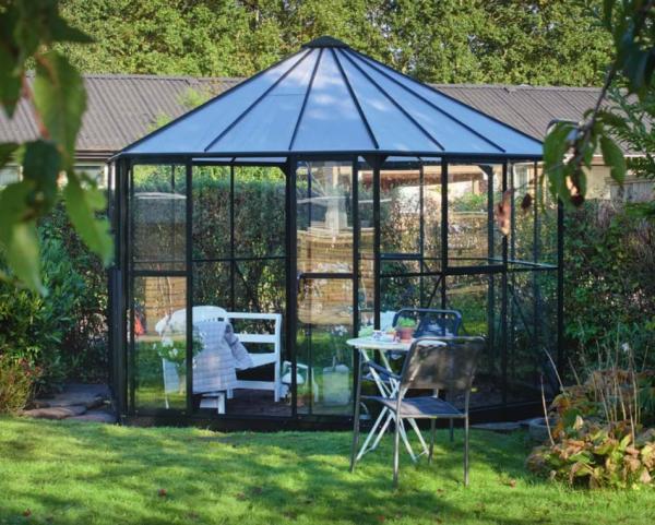 Gewächshaus Halls Atrium 9m² Alu/Schwarz, Seitenteile 3mm Sicherheitsglas, Dach 6mm Polycarbonat(SDPL)