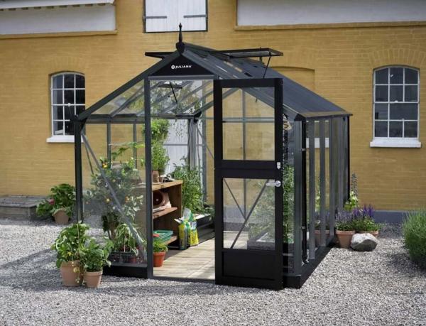 Gewächshaus Juliana Compact 8,2m² Alu anthrazit 3mm Sicherheitsglas