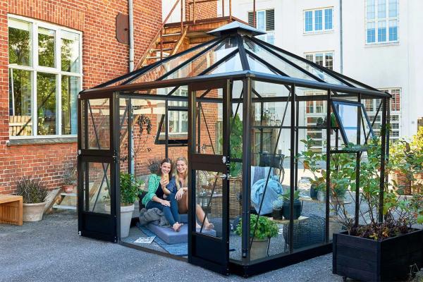 Gewächshaus Juliana Oase 8,8 m² Alu anthrazit / 3 mm Sicherheitsglas