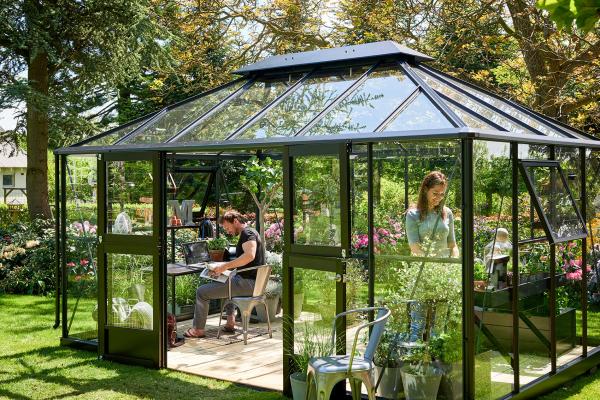Gewächshaus Juliana Grand Oase 13m² Alu anthrazit 3 mm Sicherheitsglas