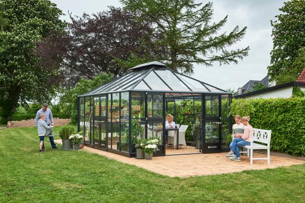 Gewächshaus Juliana Grand Oase 18,8m² Alu anthrazit 3 mm Sicherheitsglas