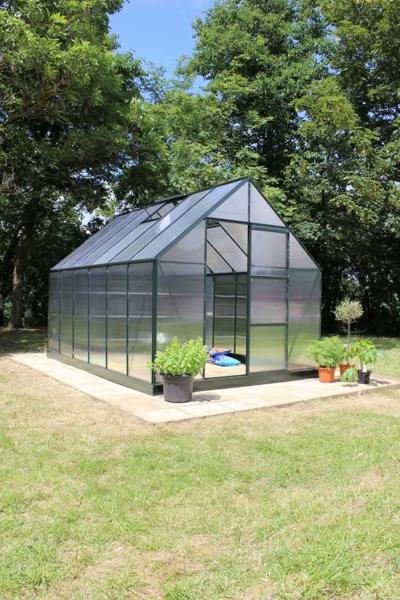 HALLS GEWÄCHSHAUS UNIVERSAL 9,9 M² ALU/GRÜN MIT 6 MM DOPPELSTEGPLATTEN