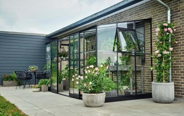 Halls Anlehngewächshaus Qube Lean-to 612 7,1 m² schwarz 3 mm Sicherheitsglas