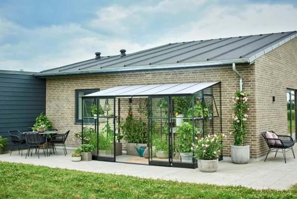 Halls Anlehngewächshaus Qube Lean-to 612 7,1 m² schwarz 3 mm Sicherheitsglas