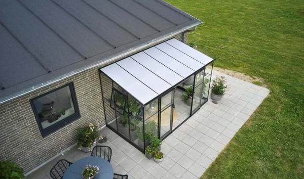 Halls Anlehngewächshaus Qube Lean-to 612 7,1 m² schwarz 3 mm Sicherheitsglas