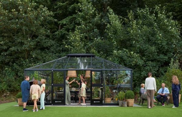 Gewächshaus Juliana Grand Oase 25,6m² Alu anthrazit 3 mm Sicherheitsglas