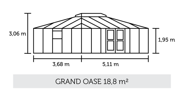 Gewächshaus Juliana Grand Oase 18,8m² Alu anthrazit 3 mm Sicherheitsglas