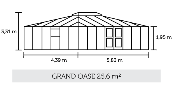 Gewächshaus Juliana Grand Oase 25,6m² Alu anthrazit 3 mm Sicherheitsglas