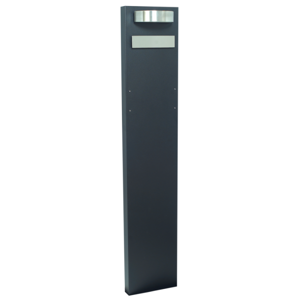 MEFA SÄULE 63 mit Beleuchtung und Namensschild Tiefschwarz Struktur RAL 9005S und Edelstahl